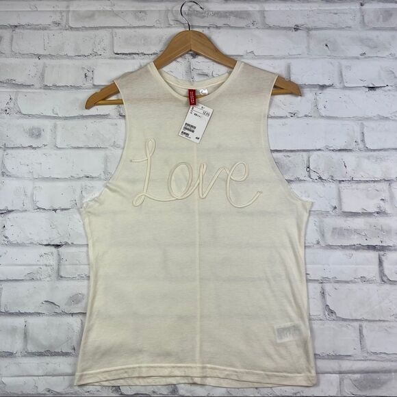 H&M Love Muscle Tank Off-White | Size XS | NEW - Picture 2 of 7